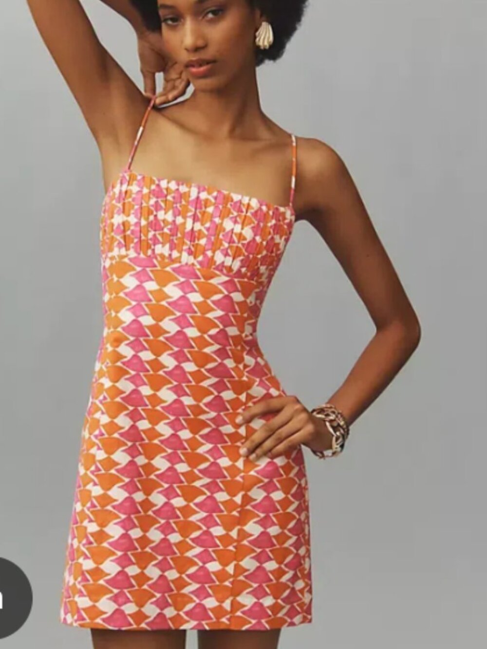 Anthropologie Maeve The Ophelia Sleeveless Linen Slim Mini Dress pink orange 10